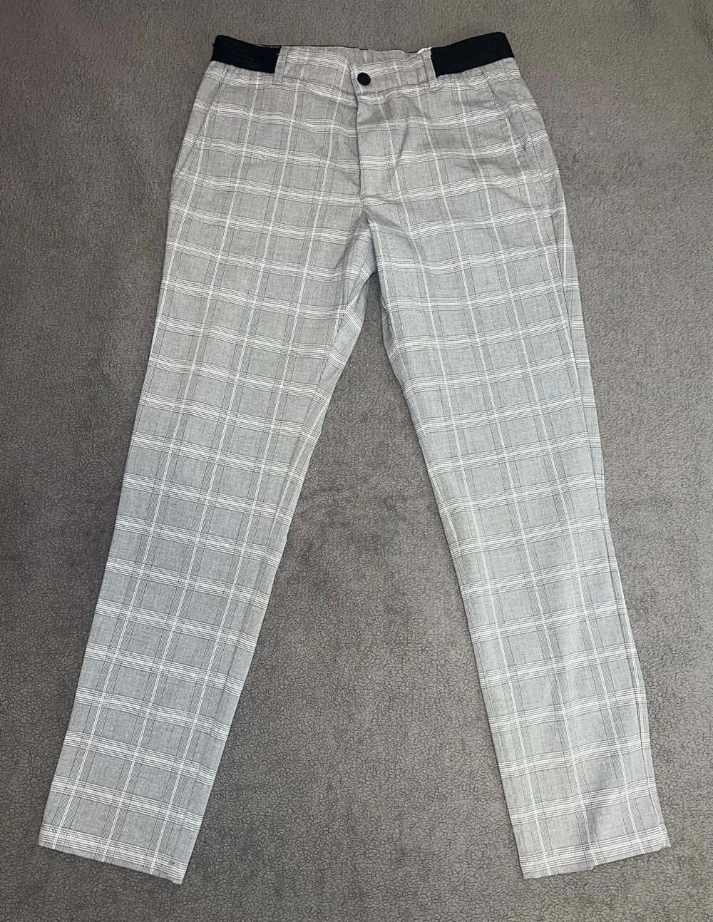Zara Gray Jogger Waist Plaid Pants Size Small
